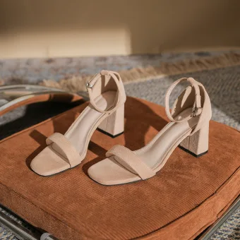 Chic Belle Kaki Été Vêtement De Rue Sandales Femme 2023 Bride Cheville 7 Cm Talons Aiguilles Peep Toes Bout Ouvert Sandales Talons Hauts