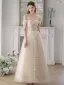 Chic / Beautiful Beige Homecoming Graduation Dresses Prom Dresses 2023 A-Line / Princess Off-The-Shoulder Sequins Sleeveless Backless Floor-Length / Long Prom Formal Dresses