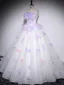 Flower Fairy Multi-Colors Appliques White Prom Dresses 2025 Ball Gown Strapless Sleeveless Backless Court Train Formal Dresses