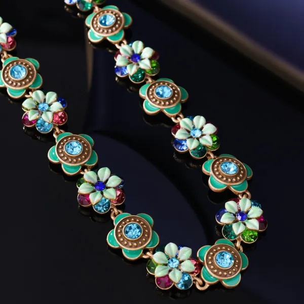 Vintage Lindgrün Strass Legierung Blumen Ball Ohrringe Halsketten Armbänder 2025