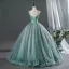Vintage / Retro Mint Green Beading Appliques Prom Dresses 2026 Ball Gown Scoop Neck Sleeveless Backless Floor-Length / Long Formal Dresses