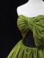 Fashion Clover Green Prom Dresses 2024 Ball Gown Strapless Bow Sleeveless Backless Floor-Length / Long Formal Dresses