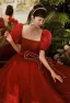 Chic / Beautiful Burgundy Pearl Sequins Prom Dresses 2022 A-Line / Princess Square Neckline Puffy Short Sleeve Floor-Length / Long Prom Formal Dresses