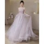 Chic / Beautiful Lavender Sequins Lace Flower Prom Dresses 2023 A-Line / Princess Strapless Sleeveless Backless Floor-Length / Long Formal Dresses
