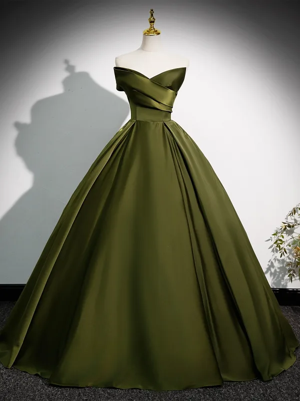 green and brown prom dress Zapakasa Women Dark Green Prom Dress with Appliques Mermaid Lace-Up Back  Party Dress main image 0