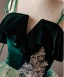 Vintage / Retro Dark Green Sequins Lace Flower Homecoming Graduation Dresses 2024 Spaghetti Straps Sleeveless Backless Tea-length Formal Dresses