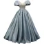 Chic / Beautiful Sky Blue Sequins Prom Dresses 2023 Ball Gown Satin Scoop Neck Puffy Short Sleeve Backless Rhinestone Sash Floor-Length / Long Prom Formal Dresses