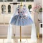 Chic / Beautiful Sky Blue Lace Flower Appliques Birthday Short Flower Girl Dresses 2025 Ball Gown V-Neck Sleeveless