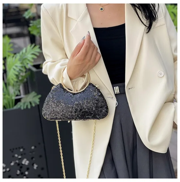 Sparkly Sølv Paljetter Aften Clutch Veske 2025