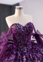 Sparkly Vintage Purple Paljetter Ballkjoler 2024 Ballkjole Kjæreste Uten Ermer Ryggløse Sløyfe Domstol Tog Ball Formelle Kjoler