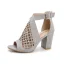 Vintage / Retro Black Pierced Womens Sandals 2022 Street Wear X-Strap 7 cm Thick Heels Open / Peep Toe Sandals High Heels