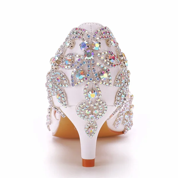 Chic / Beautiful Gold Evening Party Rhinestone Womens Sandals 2023 5 cm Stiletto Heels Pointed Toe Sandals High Heels