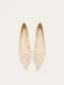Charming Champagne Lace Flower Leather Flat Wedding Shoes 2025 Pointed Toe Wedding High Heels