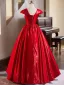 Modest / Simple Burgundy Prom Dresses 2025 Ball Gown Scoop Neck Cap Sleeves Bow Sash Backless Floor-Length / Long Prom Formal Dresses