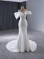 Luxury / Gorgeous White Handmade  Beading Rhinestone Lace Flower Cascading Ruffles Wedding Dresses 2024 Trumpet / Mermaid Scoop Neck Short Sleeve Court Train Wedding
