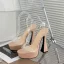 Sexy Transparent Beige Evening Party Womens Sandals 2023 13 cm Thick Heels Open / Peep Toe Sandals High Heels