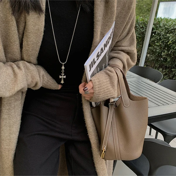 Mode Bruin Straatkleding Leer Handtas Dames Tassen 2023