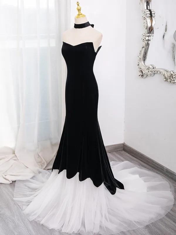 Sexy Black Evening Dresses 2024 Ball Gown Strapless Sleeveless Backless Sweep Train Evening Party Formal Dresses
