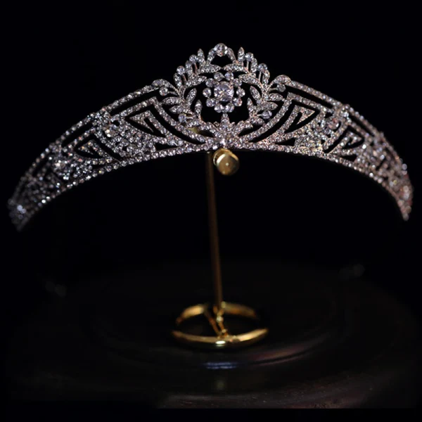 Vintage / Originale Simple Argenté Faux Diamant Accessoire Cheveux Mariage Mariage Tiare 2022 Zircon Alliage
