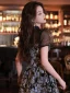 Fashion Black Spotted Printing Short Homecoming Graduation Dresses 2023 A-Line / Princess High Neck Short Sleeve Formal Dresses