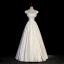 Vintage / Retro Ivory Printing Prom Dresses 2023 A-Line / Princess Off-The-Shoulder Short Sleeve Backless Floor-Length / Long Formal Dresses