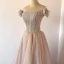Charming Blushing Pink Beading Pearl Evening Dresses 2023 A-Line / Princess Strapless Appliques Sleeveless Backless Floor-Length / Long Evening Party Formal Dresses