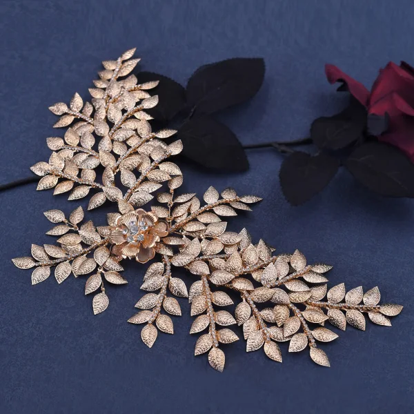Vintage / Originale Argenté Fait main Faux Diamant Feuille Accessoire Cheveux Mariage Bijoux Mariage 2023 Mariage