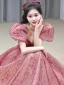 Chic / Belle Rouge Paillettes Robe De Bal 2022 Princesse Encolure Carrée Gonflée Manches Courtes Dos Nu Longue Robe De Ceremonie