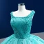High-end Mint Green Handmade  Beading Pearl Sequins Prom Dresses 2022 Ball Gown U-Neck Sleeveless Backless Court Train Prom Formal Dresses