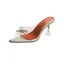 Chic / Beautiful Silver Street Wear Rhinestone Bow Womens Sandals 2022 5 cm Crystal Stiletto Heels Open / Peep Toe Sandals High Heels