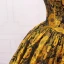 Vintage / Retro Black Gold Printing Prom Dresses 2023 Ball Gown Satin Strapless Sleeveless Backless Floor-Length / Long Prom Formal Dresses
