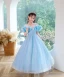 Chic / Beautiful Silver Star Sequins Birthday Flower Girl Dresses 2023 A-Line / Princess Scoop Neck Ruffle Short Sleeve Backless Floor-Length / Long Flower Girl Dresses