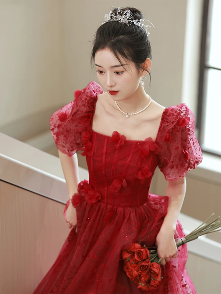 open lace back dress Rihoas Square Neck Ribbed Midi Dress For Women, Red / S