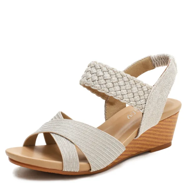 Roman Black Street Wear Womens Sandals 2022 5 cm Wedges Open / Peep Toe Sandals
