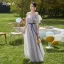 Simple Lavande Robe Demoiselle D'honneur 2022 Princesse Manches Courtes Dos Nu Noeud Ceinture Longue Demoiselle D'honneur