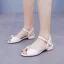 Classique Blanche Perle Talon Bas Chaussure De Mariée 2025 Peep Toes / Bout Ouvert Mariage Sandales