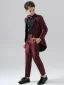 Burgundy 4-piece Long Sleeve Wedding Boys Wedding Suits 2024 Coat Pants Shirt Tie