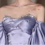 Illusion Lavender Sequins Rhinestone Satin Prom Dresses 2024 A-Line / Princess Off-The-Shoulder Short Sleeve Backless Bow Floor-Length / Long Prom Formal Dresses
