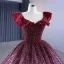 High-end Gradient-Color Burgundy Handmade  Beading Prom Dresses 2023 Ball Gown V-Neck Sleeveless Backless Floor-Length / Long Formal Dresses
