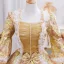 Vintage / Retro Medieval Gold Printing Bow Lace Flower Prom Dresses 2025 Ball Gown Square Neckline Bell sleeves Floor-Length / Long Formal Dresses