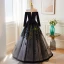 Chic / Beautiful Black Sequins Prom Dresses 2023 A-Line / Princess Off-The-Shoulder 3/4 Sleeve Backless Floor-Length / Long Formal Dresses