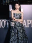 Sexy Black Printing Split Front Evening Dresses 2024 A-Line / Princess Strapless Sleeveless Backless Floor-Length / Long Evening Party Formal Dresses
