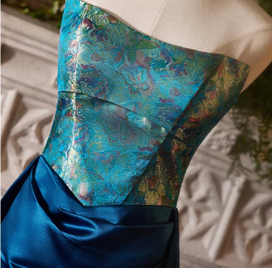 Vintage / Retro Royal Blue Prom Dresses 2024 Trumpet / Mermaid Strapless Sleeveless Backless Floor-Length / Long Prom Formal Dresses