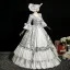 Vintage / Retro Medieval Ivory Printing Bow Prom Dresses 2025 Ball Gown Square Neckline Bell sleeves Floor-Length / Long Prom Formal Dresses