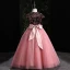 Lovely Candy Pink Sequins Birthday Flower Girl Dresses Ball Gown 2022 Scoop Neck Sash Bow Sleeveless Floor-Length / Long Flower Girl Dresses