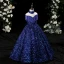 Sparkly Navy Blue Beading Tassel Sequins Birthday Flower Girl Dresses 2024 Ball Gown High Neck Sleeveless Floor-Length / Long