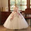 Flower Fairy White Beading Pearl Sequins Lace Flower Appliques Birthday Flower Girl Dresses 2025 Ball Gown Strapless Sleeveless Floor-Length / Long Tulle