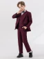 Bordeaux 5 pièces Manches Longues Costume Garçon Mariage 2024 Manteau Pantalon Chemise Cravate Gilet