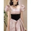 Fashion Blushing Pink Glitter Prom Dresses 2023 A-Line / Princess Square Neckline Puffy Short Sleeve Backless Bow Floor-Length / Long Formal Dresses
