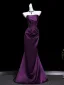 Vintage / Retro Purple Evening Dresses 2026 Trumpet / Mermaid Off-The-Shoulder Short Sleeve Backless Floor-Length / Long Evening Party Formal Dresses
